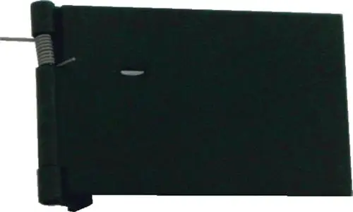 Luftklappe von Wolf, schwarz, mit Federmechanismus und Scharnier, auf einer weißen Oberfläche abgebildet.